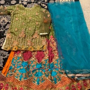 Stunning kids fancy lehenga three piece suit